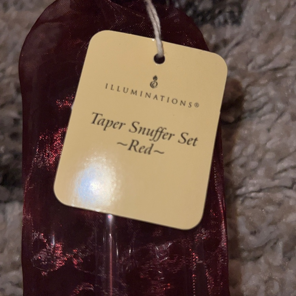 Illuminations Taper Snuffer Set Red - 2 Candles + 1 Metal Snuffer NEW NIB - Picture 2 of 6
